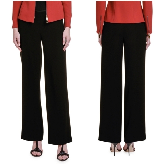 Giorgio Armani Black Velvet Wide Leg Trouser Dress Pants - Picture 1 of 8